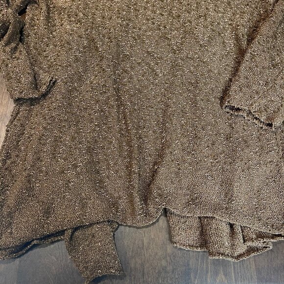 Chico's Open Front Cardigan Women's Size 0 (US Small) Golden Brown Open Knit - Picture 7 of 11